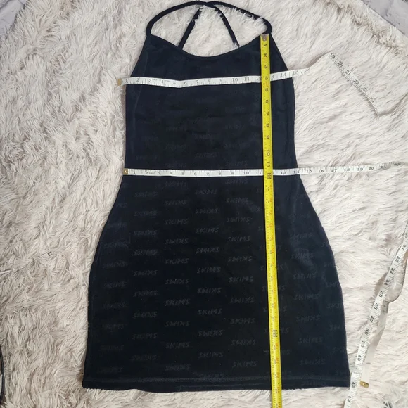 SKIMS Logo Velour Slip Dress / ONYX/ LARGE/ NWT - Picture 8 of 13